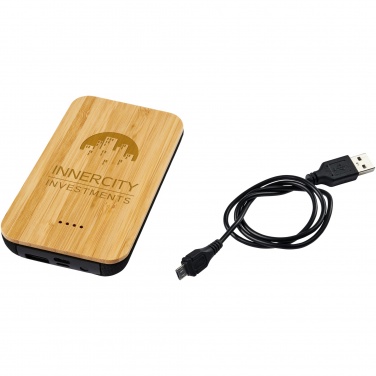 Logo trade promotional gifts picture of: Future 6000 mAh bamboo/fabric wireless power bank