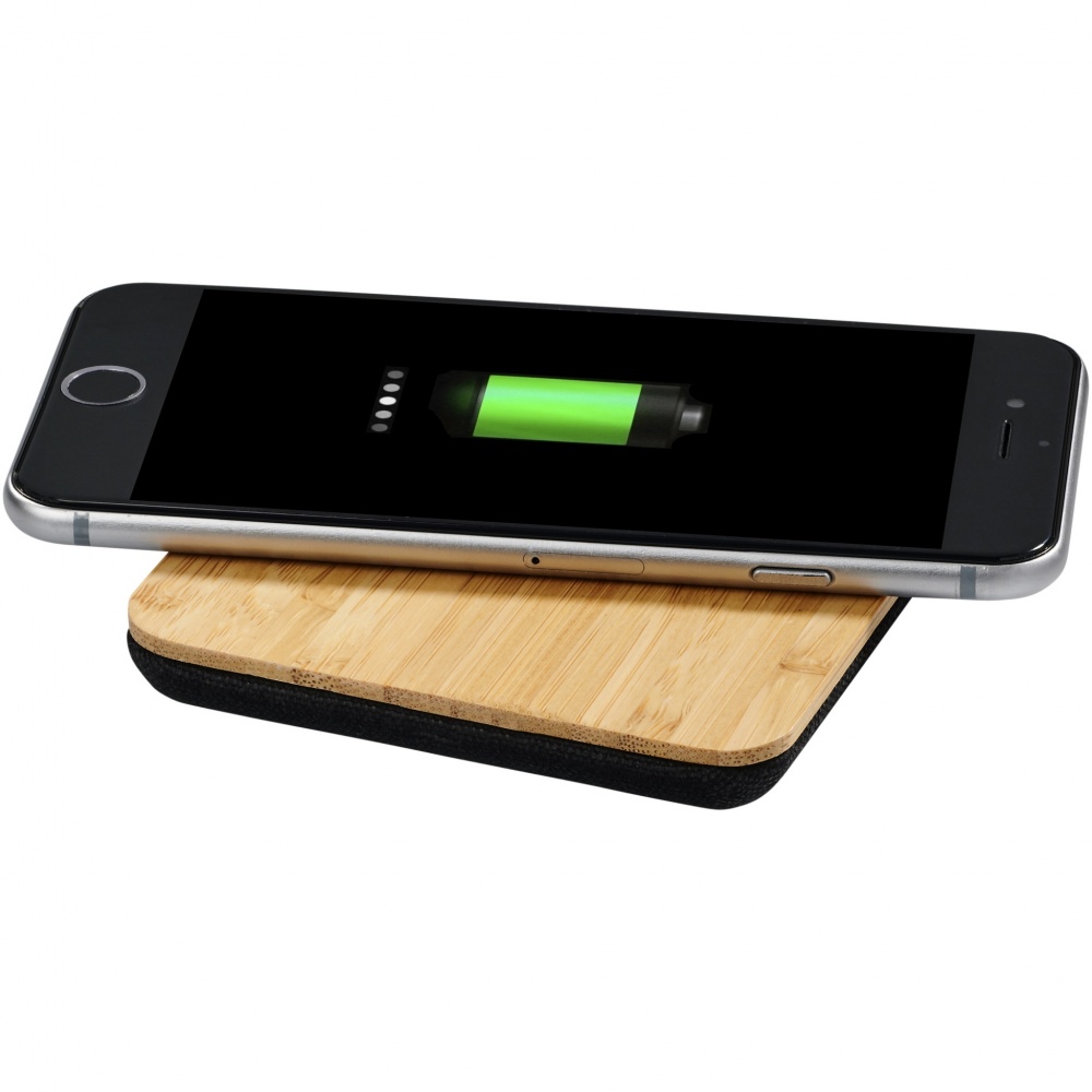 Logotrade promotional item image of: Leaf 5W bamboo and fabric wireless charging pad