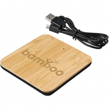 Logotrade advertising products photo of: Leaf 5W bamboo and fabric wireless charging pad