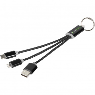 Logo trade promotional giveaway photo of: Metal 3-in-1 charging cable with keychain