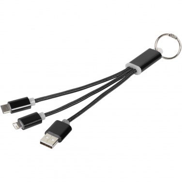 Logo trade promotional merchandise photo of: Metal 3-in-1 charging cable with keychain