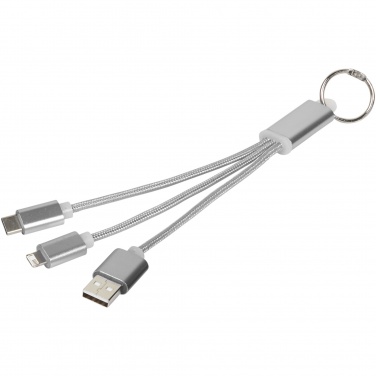 Logotrade corporate gift image of: Metal 3-in-1 charging cable with keychain