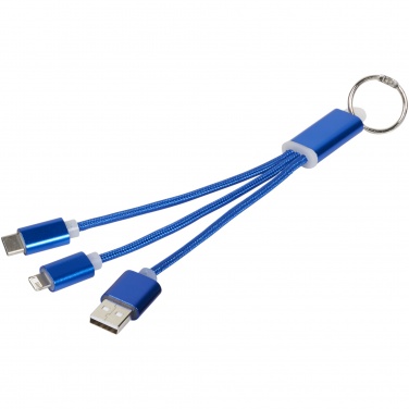 Logo trade advertising product photo of: Metal 3-in-1 charging cable with keychain