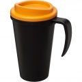 Americano® Grande 350 ml insulated mug, Solid black / Orange