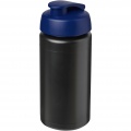 Baseline® Plus grip 500 ml flip lid sport bottle, Solid black / Blue