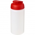 Baseline® Plus grip 500 ml flip lid sport bottle, Transparent / Red