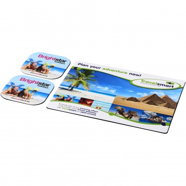 Logo trade advertising products picture of: Brite-Mat® mouse mat and coaster set combo 3