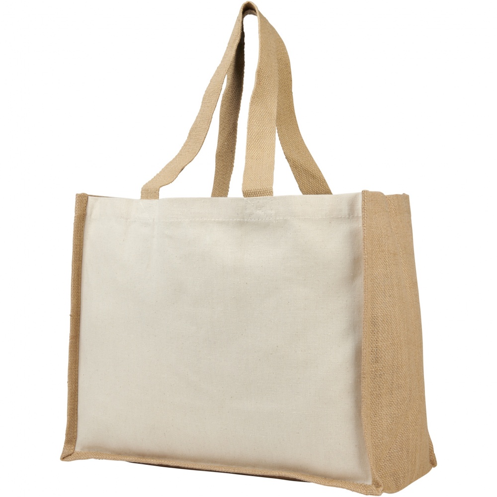 Logo trade promotional merchandise photo of: Varai 320 g/m² canvas and jute shopping tote bag 23L