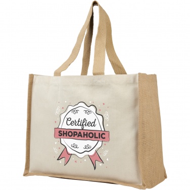 Logo trade promotional items image of: Varai 320 g/m² canvas and jute shopping tote bag 23L