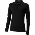 Oakville long sleeve women's polo, Solid black