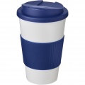 Americano® 350 ml tumbler with grip & spill-proof lid, White / Blue