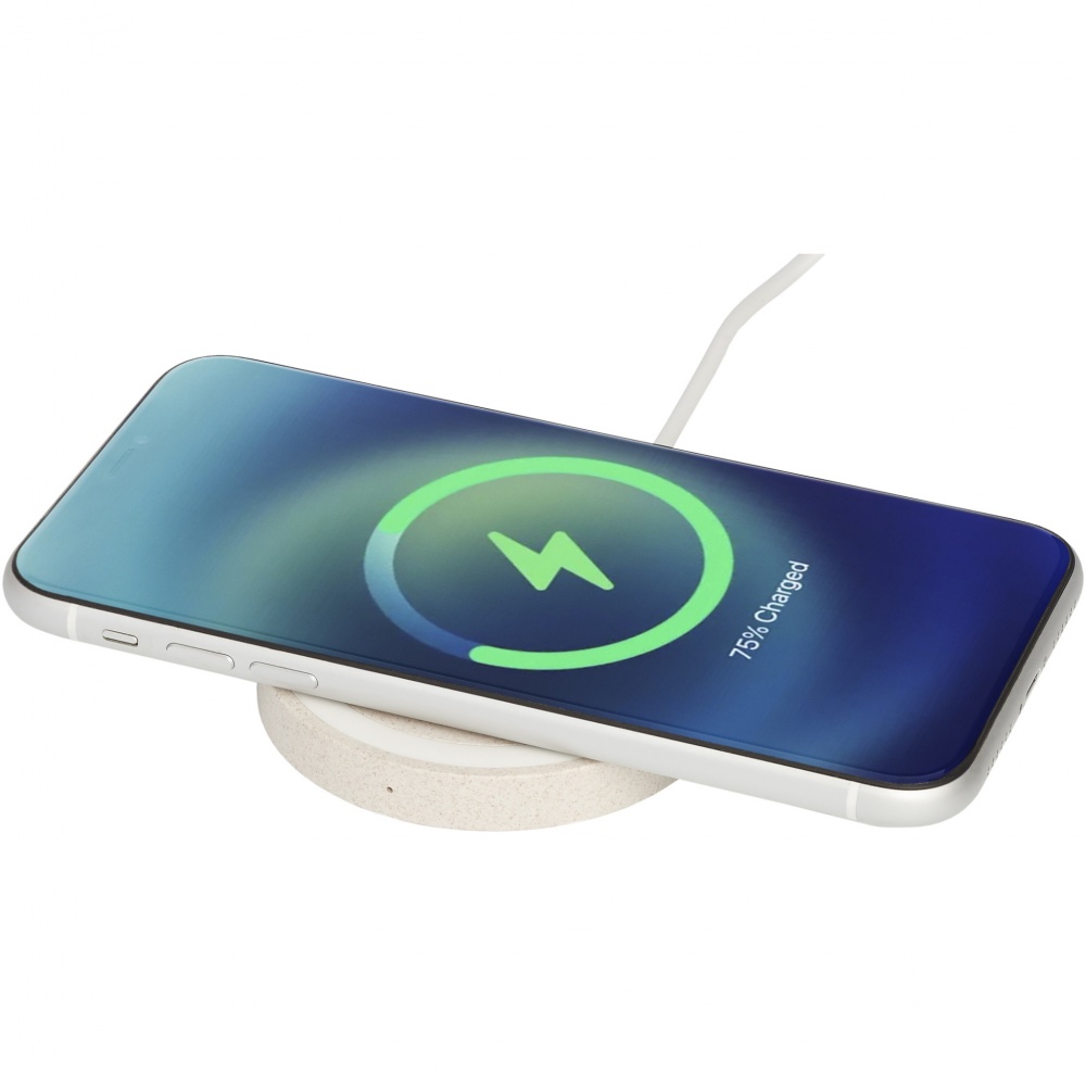 Logo trade promotional merchandise photo of: Naka 5W wheat straw wireless charging pad