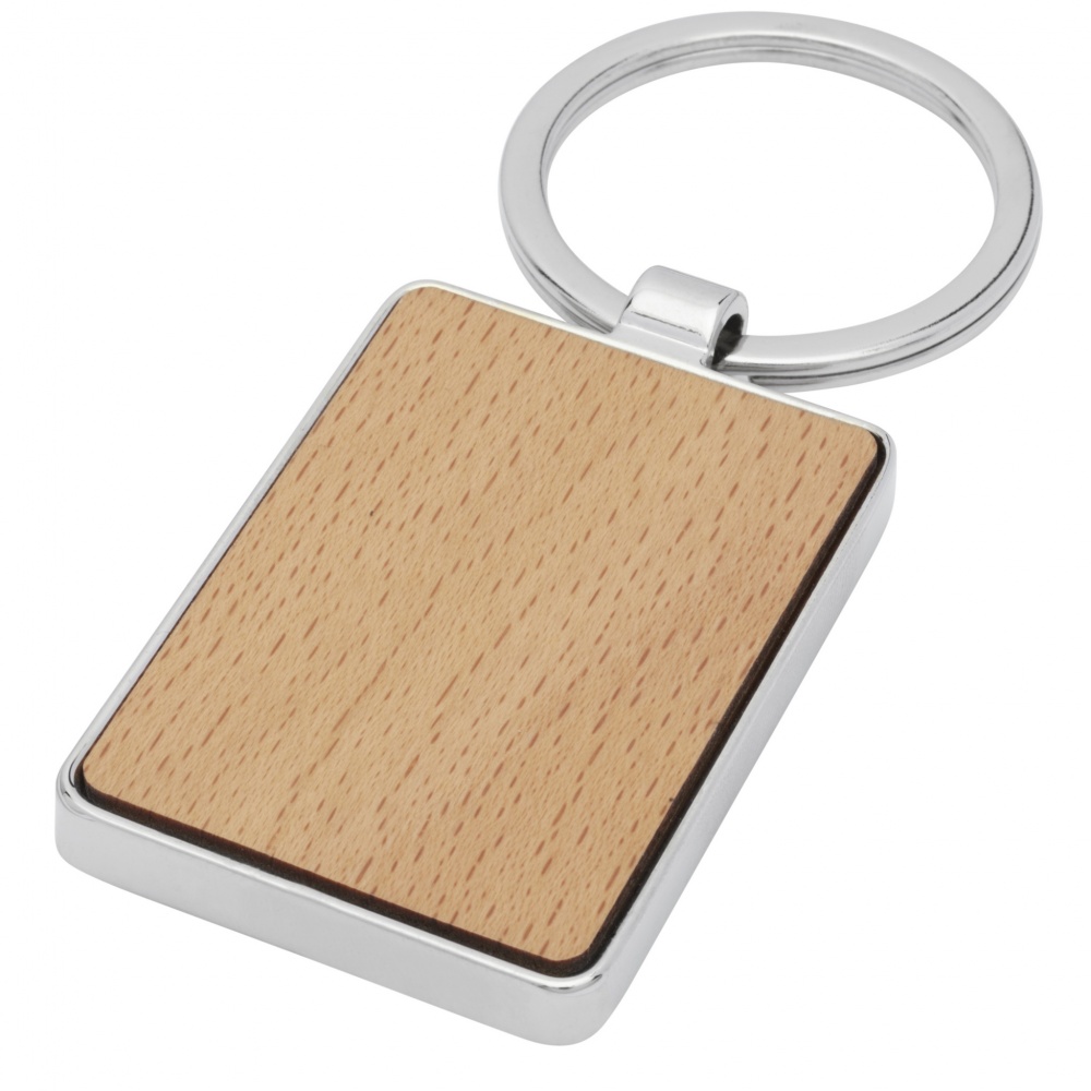 Logo trade advertising product photo of: Mauro beech wood rectangular keychain