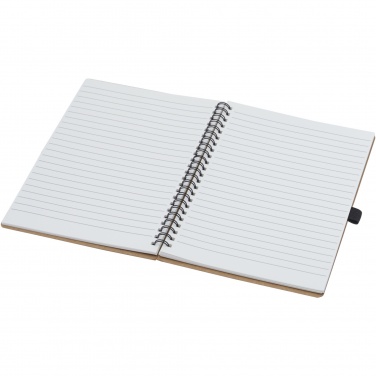 Logo trade promotional merchandise photo of: Cobble A5 wire-o recycled cardboard notebook with stone paper