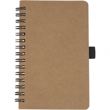 Logo trade promotional merchandise image of: Cobble A6 wire-o recycled cardboard notebook with stone paper