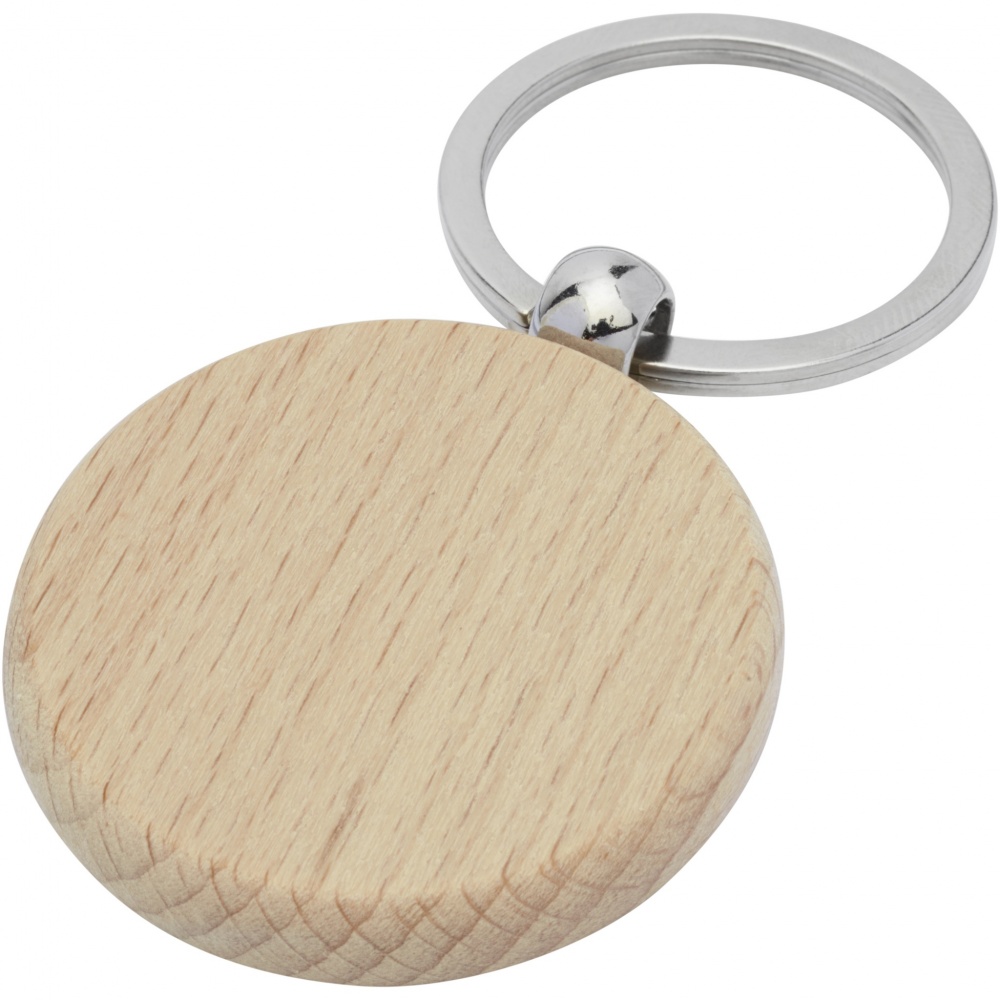 Logo trade corporate gifts image of: Giovanni beech wood round keychain