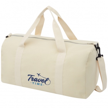 Logo trade business gifts image of: Pheebs 450 g/m² recycled cotton and polyester duffel bag 24L