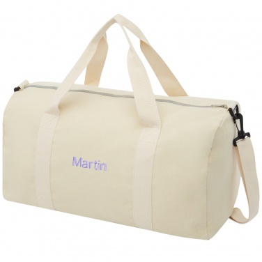 Logo trade advertising products image of: Pheebs 450 g/m² recycled cotton and polyester duffel bag 24L