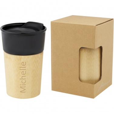 Logo trade corporate gifts image of: Pereira 320 ml porcelain mug with bamboo outer wall