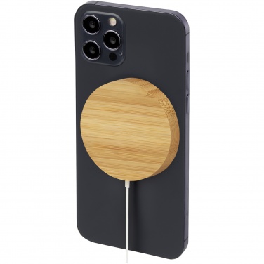 Logotrade business gift image of: Atra 10W bamboo magnetic wireless charging pad