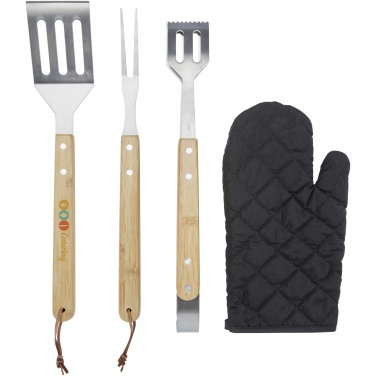 Logo trade business gifts image of: Gril 3-piece BBQ tools set and glove 