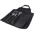 Gril 3-piece BBQ tools set and glove , Solid black