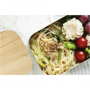 Logo trade promotional items picture of: Tite stainless steel lunch box with bamboo lid