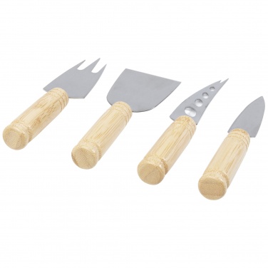 Logo trade business gifts image of: Cheds 4-piece bamboo cheese set