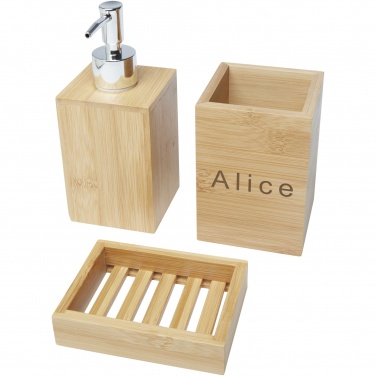 Logo trade business gifts image of: Hedon 3-piece bamboo bathroom set