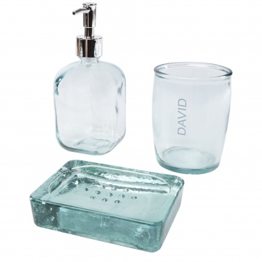 Logotrade promotional giveaway image of: Jabony 3-piece recycled glass bathroom set