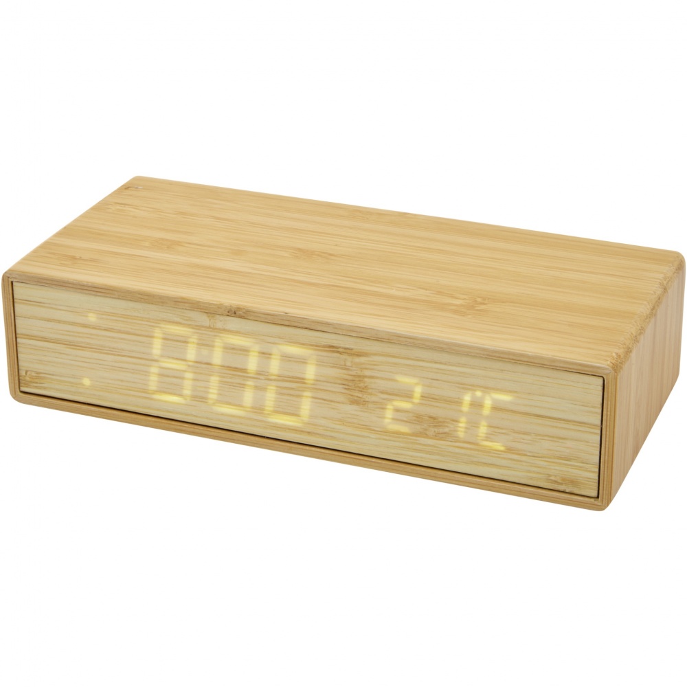 Logotrade corporate gifts photo of: Minata bamboo wireless charger with clock