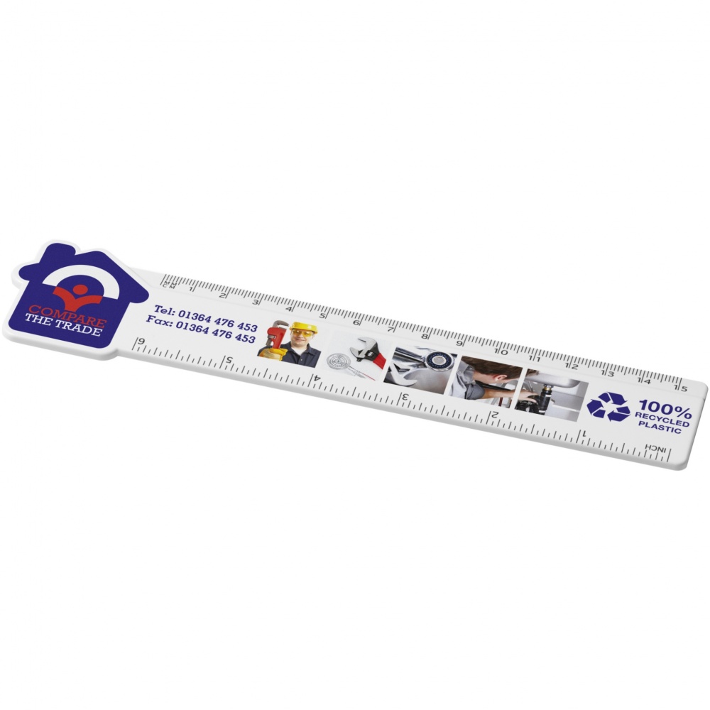 Logotrade promotional merchandise photo of: Tait 15 cm house-shaped recycled plastic ruler