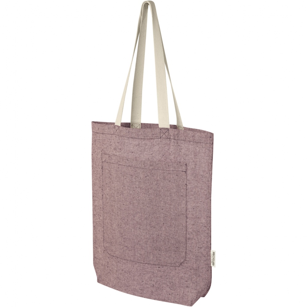 Logo trade promotional merchandise image of: Pheebs 150 g/m² recycled cotton tote bag with front pocket 9L