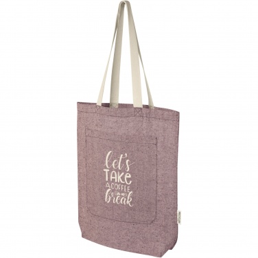 Logo trade promotional product photo of: Pheebs 150 g/m² recycled cotton tote bag with front pocket 9L