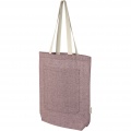 Pheebs 150 g/m² recycled cotton tote bag with front pocket 9L, Heather maroon