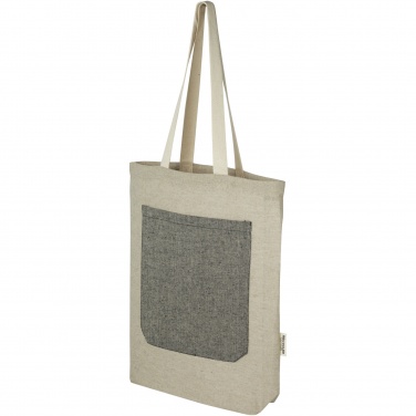 Logo trade promotional gift photo of: Pheebs 150 g/m² recycled cotton tote bag with front pocket 9L