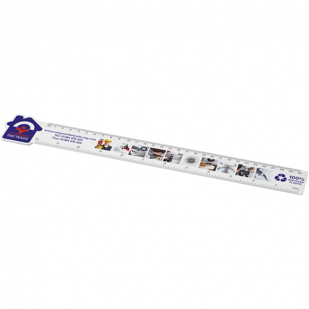 Logotrade promotional merchandise picture of: Tait 30cm house-shaped recycled plastic ruler