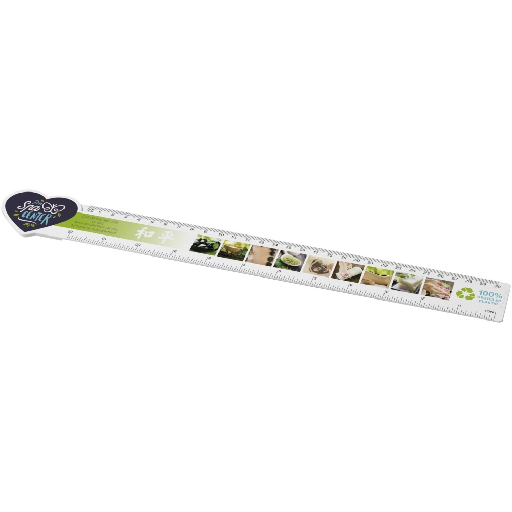 Logotrade corporate gift image of: Tait 30cm heart-shaped recycled plastic ruler