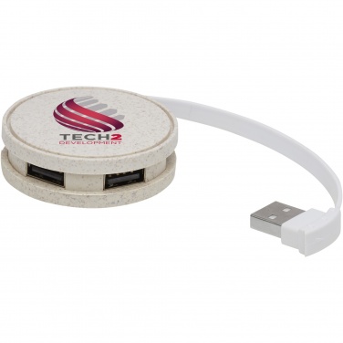 Logo trade advertising product photo of: Kenzu wheat straw USB hub