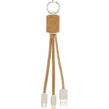 Logo trade advertising product photo of: Bates wheat straw and cork 3-in-1 charging cable