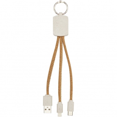 Logotrade promotional product picture of: Bates wheat straw and cork 3-in-1 charging cable