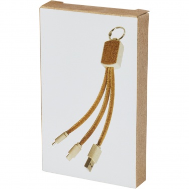 Logo trade corporate gift photo of: Bates wheat straw and cork 3-in-1 charging cable