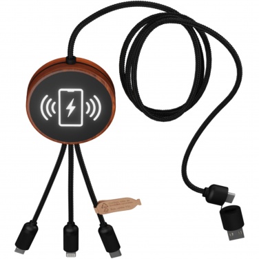 Logotrade promotional merchandise photo of: SCX.design C40 5-in-1 rPET light-up logo charging cable and 10W charging pad