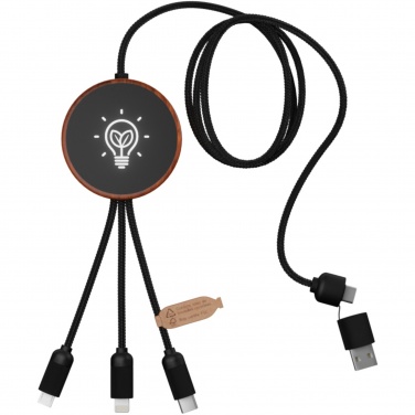 Logotrade promotional gift image of: SCX.design C40 5-in-1 rPET light-up logo charging cable and 10W charging pad