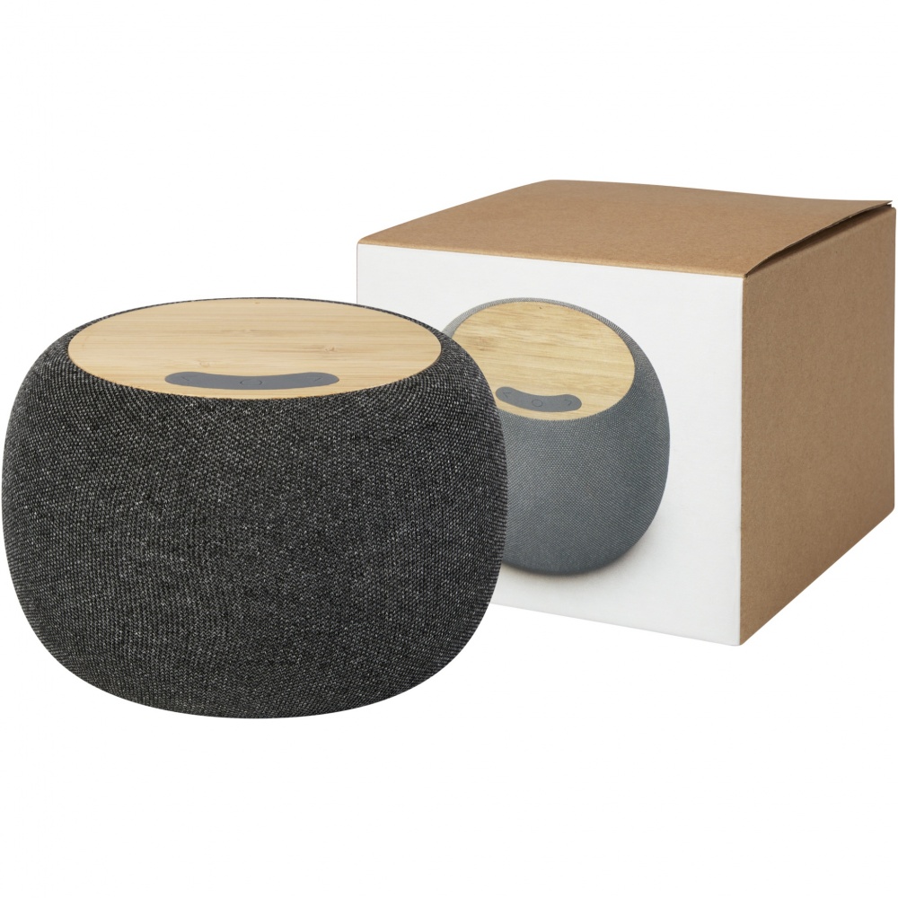 Logo trade promotional merchandise picture of: Ecofiber bamboo/RPET Bluetooth® speaker and wireless charging pad