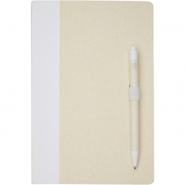 Logo trade corporate gifts image of: Dairy Dream A5 size reference recycled milk cartons notebook and ballpoint pen set