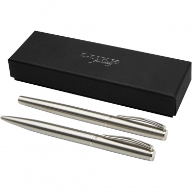 Logo trade business gift photo of: Didimis recycled stainless steel ballpoint and rollerball pen set