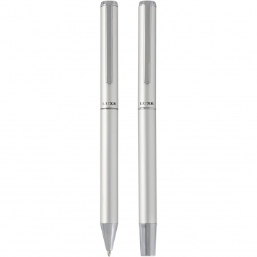 Logo trade corporate gift photo of: Lucetto recycled aluminium ballpoint and rollerball pen gift set