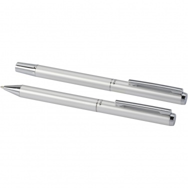 Logo trade promotional merchandise picture of: Lucetto recycled aluminium ballpoint and rollerball pen gift set