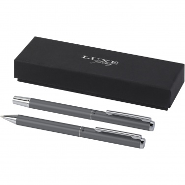 Logo trade promotional gifts picture of: Lucetto recycled aluminium ballpoint and rollerball pen gift set